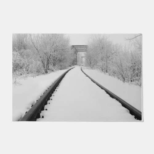 Winter Train Tracks Doormat