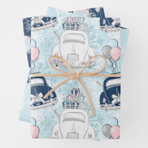 Winter Travel Pattern Wrapping Paper Sheets