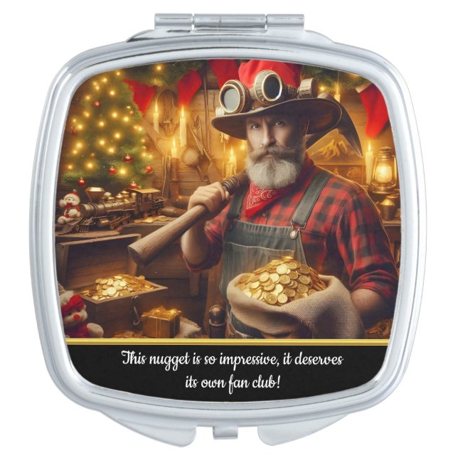 Winter treasure hunter with gold coins compact mirror (Front)