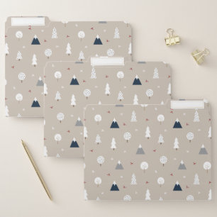 Winter Tree and Mountain Pattern File Folder