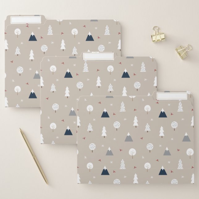 Winter Tree and Mountain Pattern File Folder (Set)