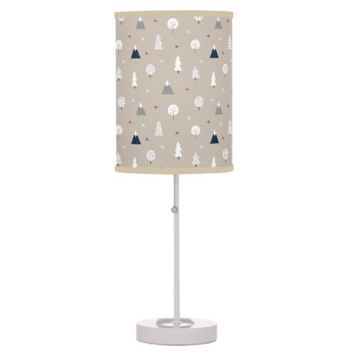 Winter Tree and Mountain Pattern Table Lamp