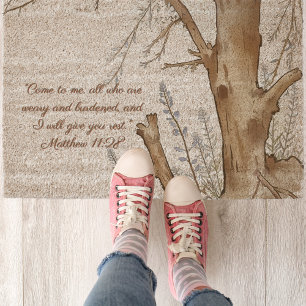Winter Tree Bible Verse Customizable Fiber Doormat
