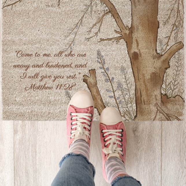 Winter Tree Bible Verse Customizable  Fiber Doormat (Creator Uploaded)