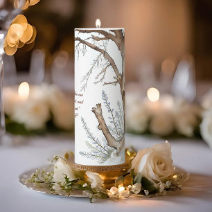 Winter Tree Bible Verse Customizable  Pillar Candle