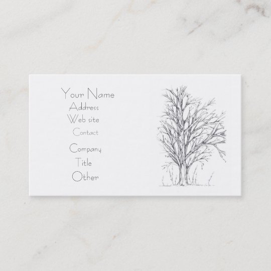 Winter Tree Botanical Black Drawing Nature Art Business Card