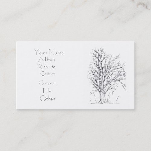 Winter Tree Botanical Black Drawing Nature Art Business Card Templates