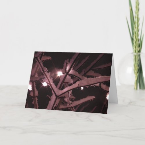 Winter Tree Branch with Christmas Lights Blank Card
