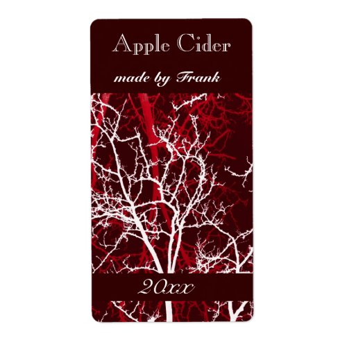 winter tree branches apple cider label