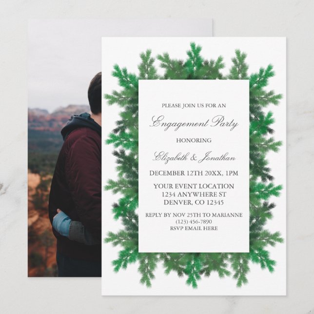 Winter Tree Branches Photo Engagement Party Invitation