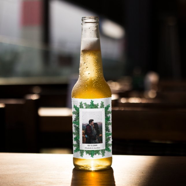 Winter Tree Branches Photo Wedding Beer Bottle Label (Creator Uploaded)