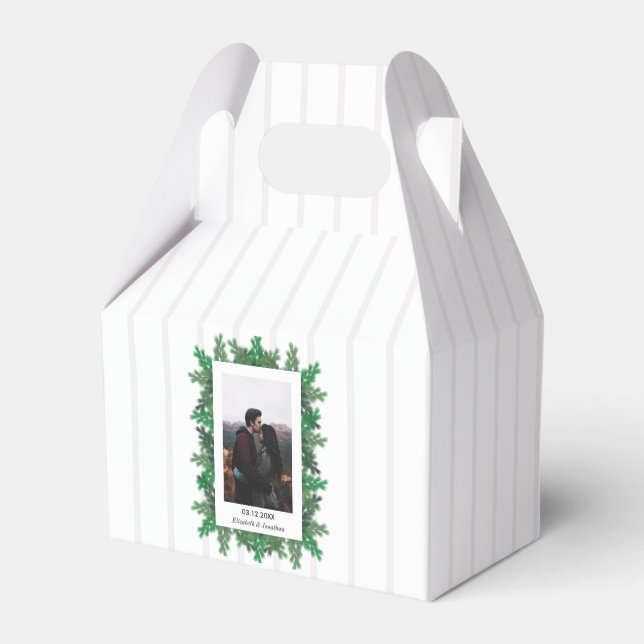 Winter Tree Branches Photo Wedding Favor Boxes (Front Side)