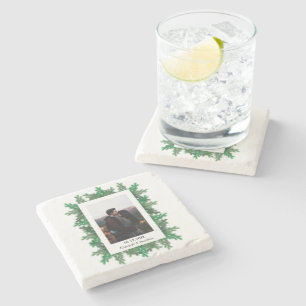 Winter Tree Branches Photo Wedding Stone Coaster