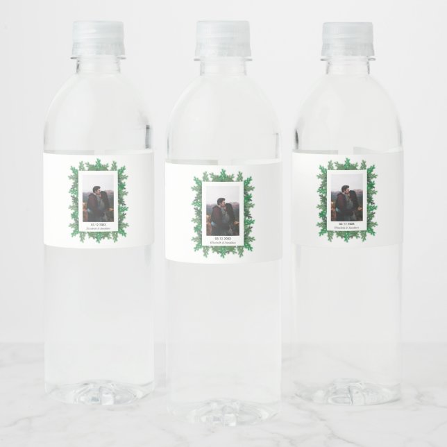 Winter Tree Branches Photo Wedding Water Bottle Label (Bottles)