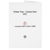 Winter Tree - Central Park NYC Cards (Back)