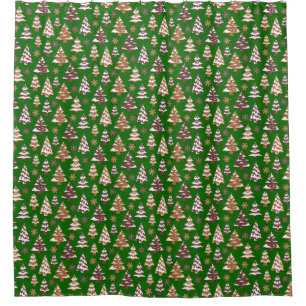 Winter Tree Cookies Green Shower Curtain