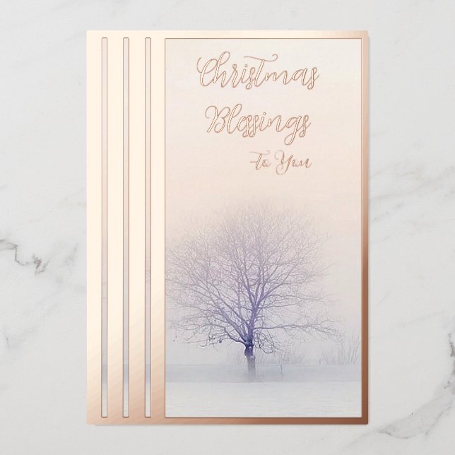 Winter tree custom Christmas Foil Holiday Card (Front)