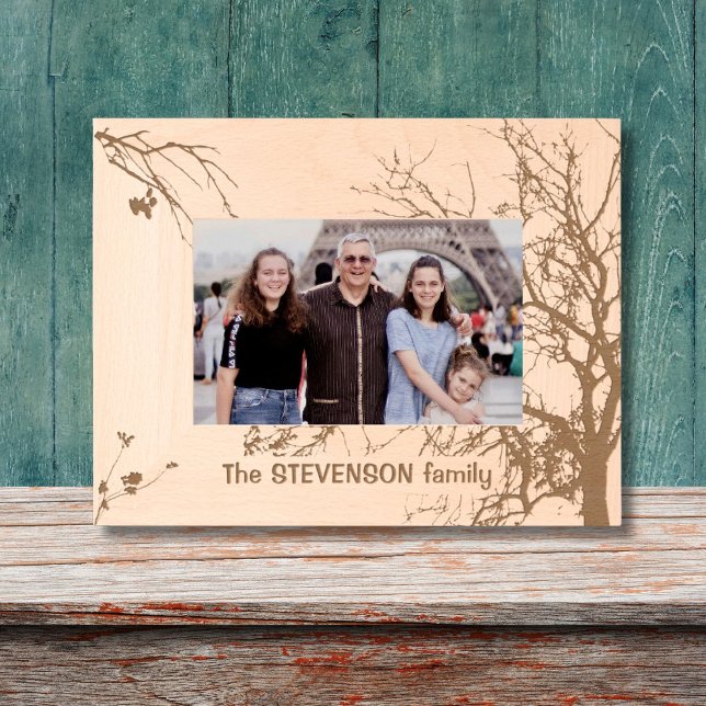 Winter Tree Family Name Laser Etched Picture Frame (Creator Uploaded)