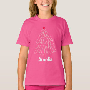 Winter Tree Girls Kids Personalized Name T-Shirt