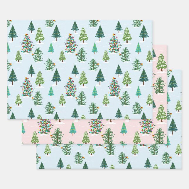 winter tree holiday trio gift wrap (Set)