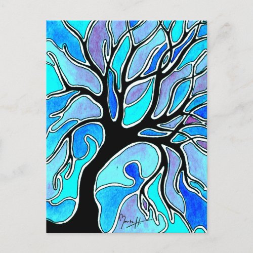 Winter Tree in Blue Postcard