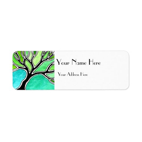 Winter Tree in Green Tones Label