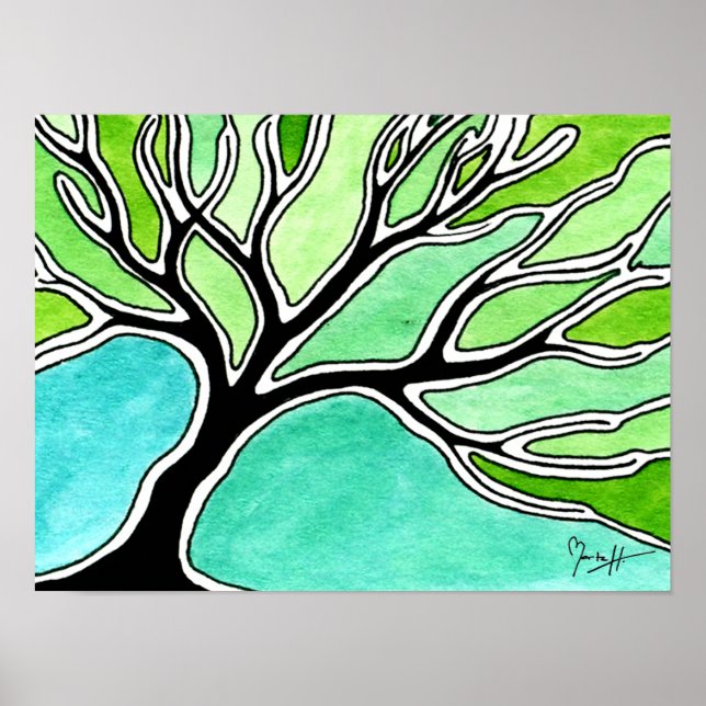 Winter Tree in Green Tones Poster (Front)