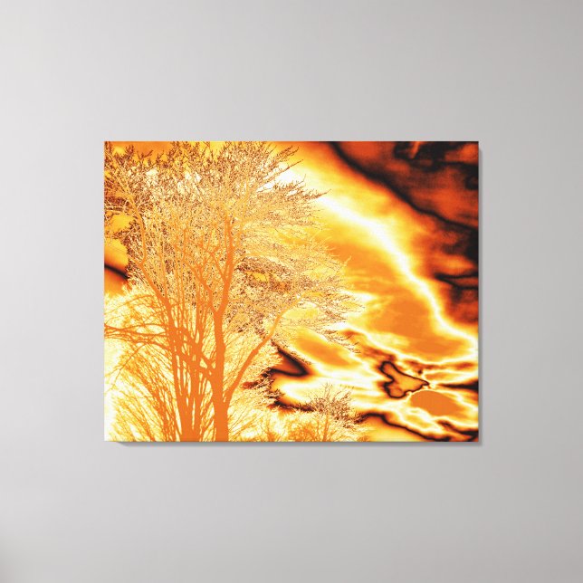 Winter Tree in Molten Gold on Wrapped Canvas Print (Front)