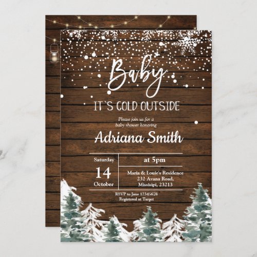 Winter Tree its cold outside Baby Shower invite