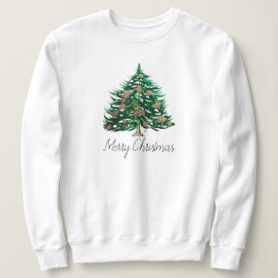 Winter Tree Merry Christmas Modern Script Cute Sweatshirt
