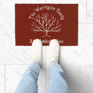Winter Tree of Life Name Address DIY Colors Fiber Doormat