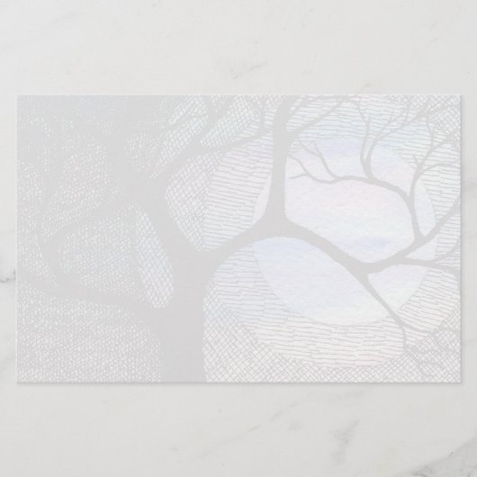 Winter Tree on Blue Blackground Cross Hatched (Front)