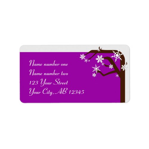 Winter Tree Purple Snowflake Address Labels