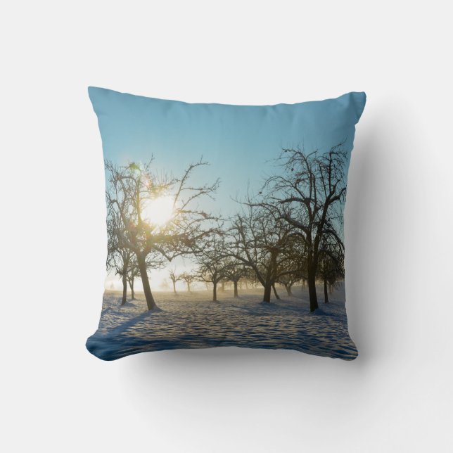 Winter Tree `s by sunrise    -     - Throw Pillow (Front)