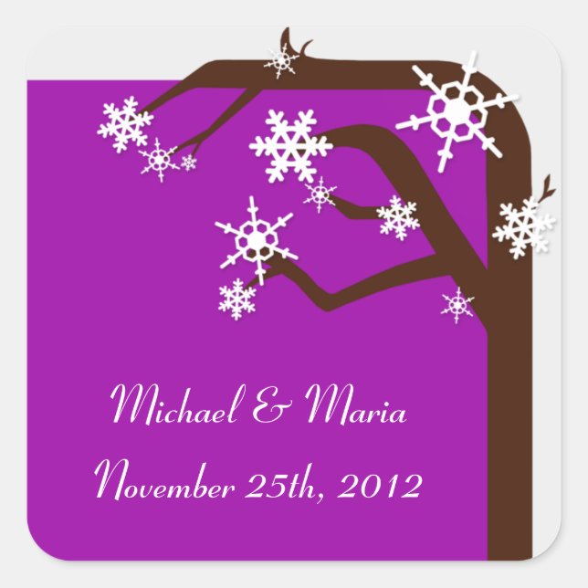 Winter Tree Snowflake Envelope Seals / Stickers (Front)