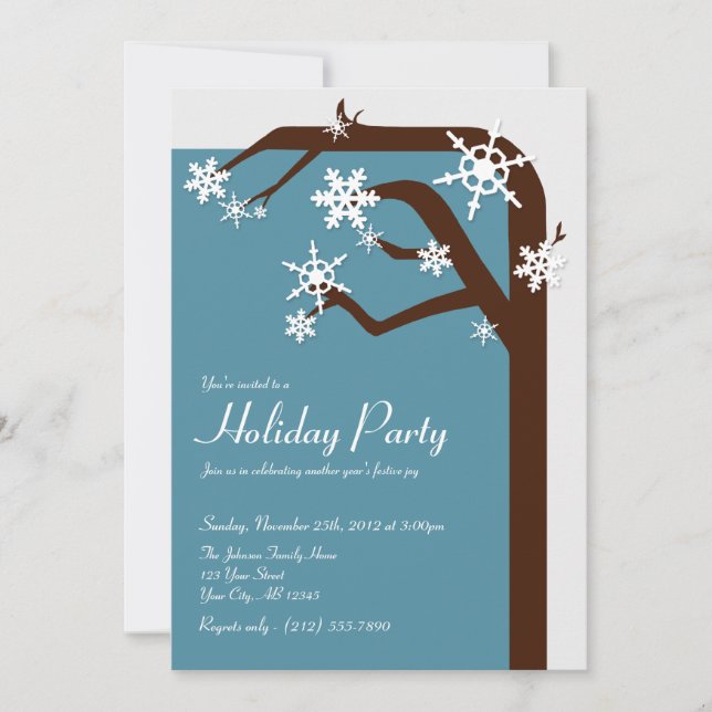 Winter Tree Snowflake - Holiday Party Invitations (Front)