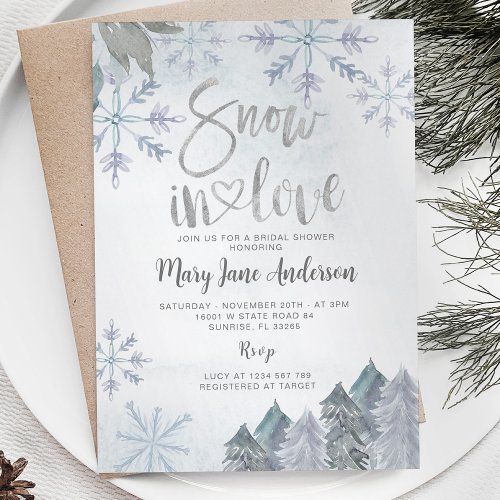 Winter Tree Snowflakes Snow in love Bridal Shower Invitation