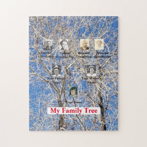 Winter Tree Three Generation Family Tree Photos Jigsaw Puzzle