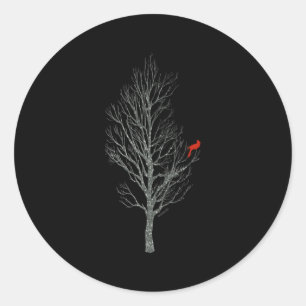 Winter Tree W Cardinal Bird Classic Round Sticker