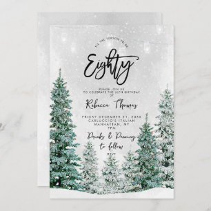 winter trees 80th birthday invitation