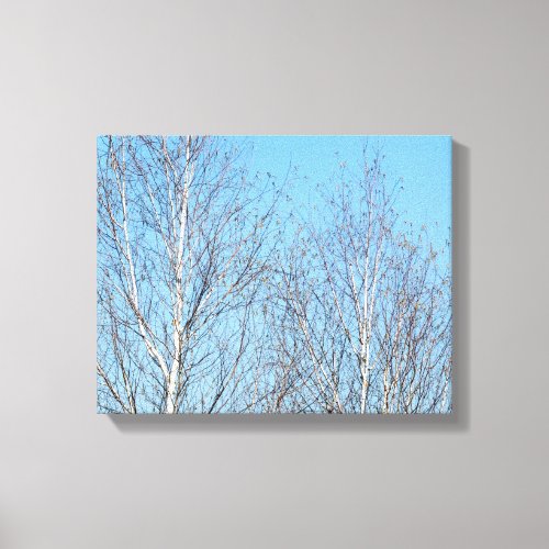 Winter Trees Against Blue Sky Canvas Print
