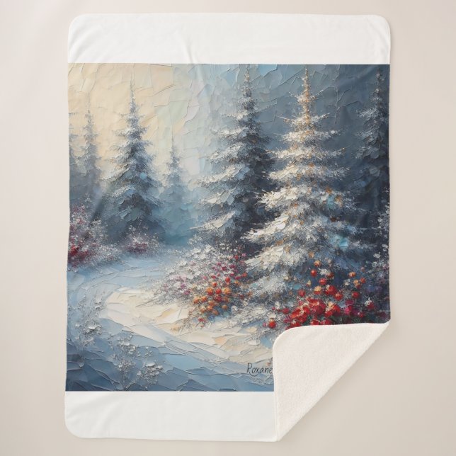 Winter Trees and Flowers Blanket (Front)