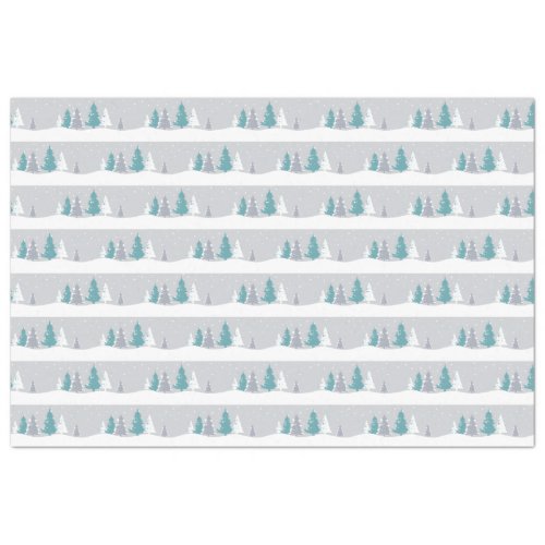 Winter Trees and Snow Light Gray Pattern Tissue Paper