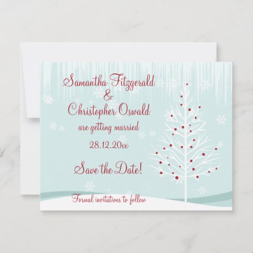 Winter Trees and Snowflakes Save the Date Invitation