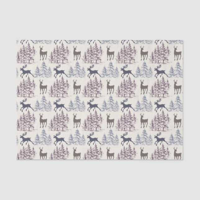 Winter Trees And Wild Deer Tissue Paper (Front)