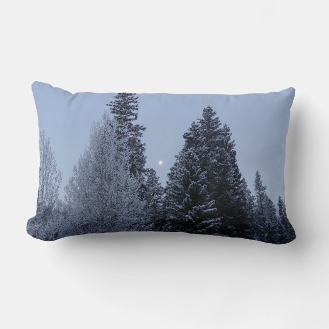 Winter Trees at Dawn Montana Landscape Lumbar Pillow (Front)