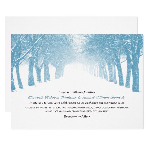 Winter Trees Avenue Horizontal Wedding Invite