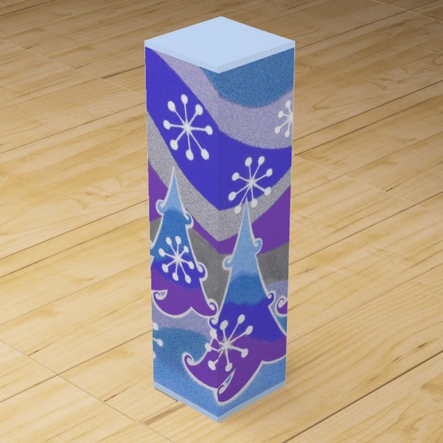 Winter Trees Blue wine box (Front)