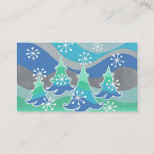 Winter Trees business card blue