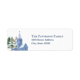 Winter Trees Church Holiday Label